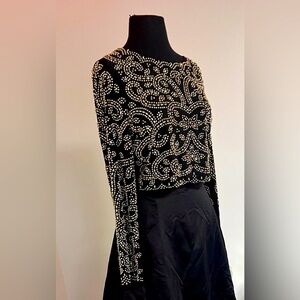 XSCAPE beaded Balmain Style Long sleeve top